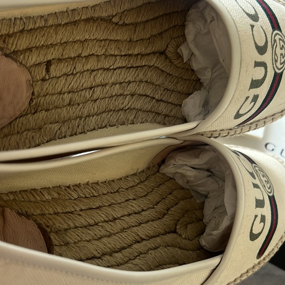 GUCCI Women's GG Logo EU 39 Web cream color Canvas Espadrilles Flats - Picture 5 of 16